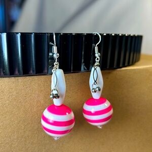 Hot Pink Dangly Earrings